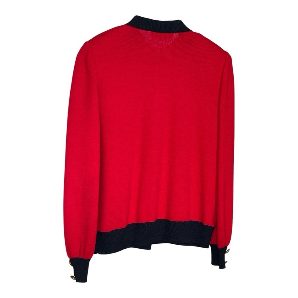 St John’s Vintage Red and Black Women's Cardigan with Gold Accents S - Picture 3 of 8